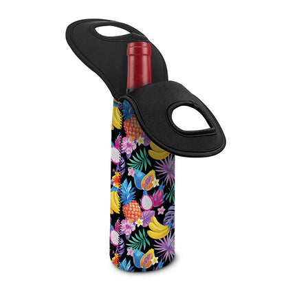 Tropical Palm And Hawaiian Fruits Print Single Neoprene Wine Tote