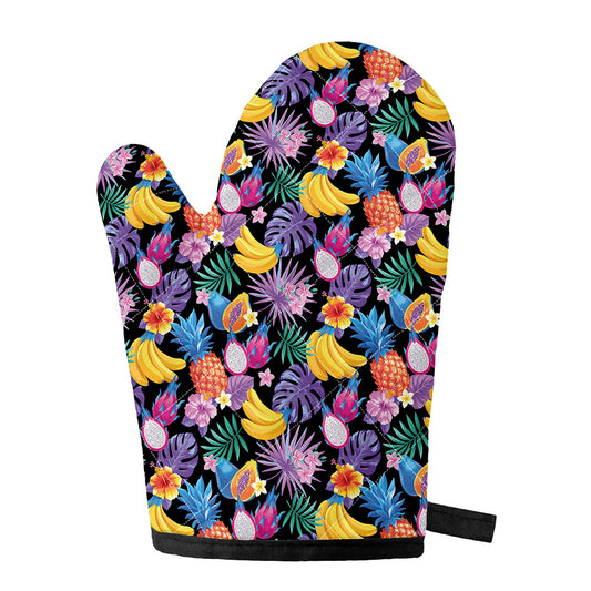 Tropical Palm And Hawaiian Fruits Print Single Oven Mitt