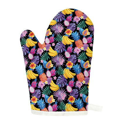 Tropical Palm And Hawaiian Fruits Print Single Oven Mitt