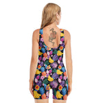 Tropical Palm And Hawaiian Fruits Print Sleeveless One Piece Swimsuit