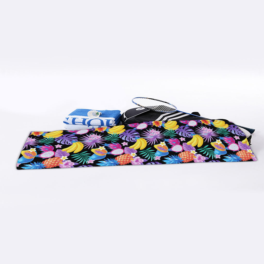 Tropical Palm And Hawaiian Fruits Print Sports Towel