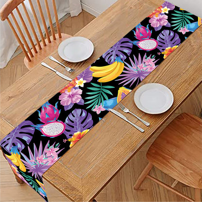 Tropical Palm And Hawaiian Fruits Print Table Runner