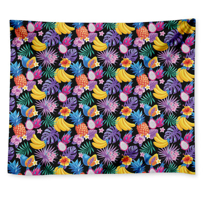 Tropical Palm And Hawaiian Fruits Print Tapestry