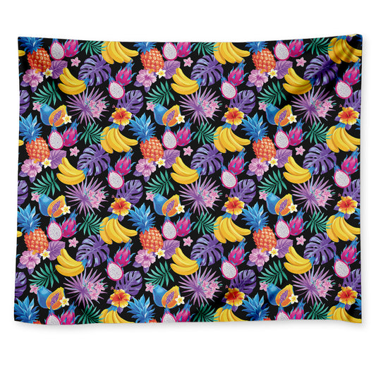 Tropical Palm And Hawaiian Fruits Print Tapestry
