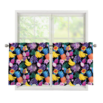 Tropical Palm And Hawaiian Fruits Print Tier Curtains