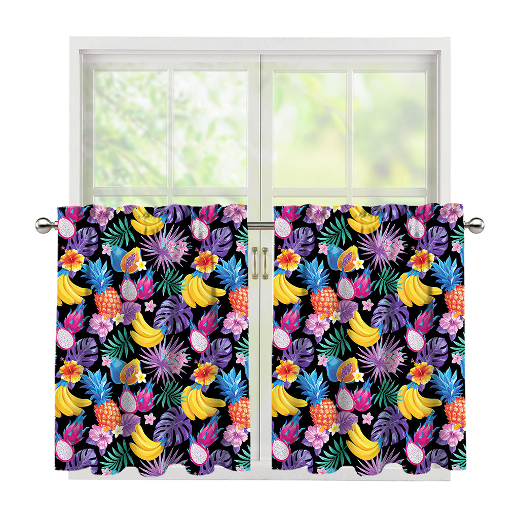 Tropical Palm And Hawaiian Fruits Print Tier Curtains