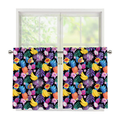 Tropical Palm And Hawaiian Fruits Print Tier Curtains