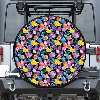 Tropical Palm And Hawaiian Fruits Print Tire Cover