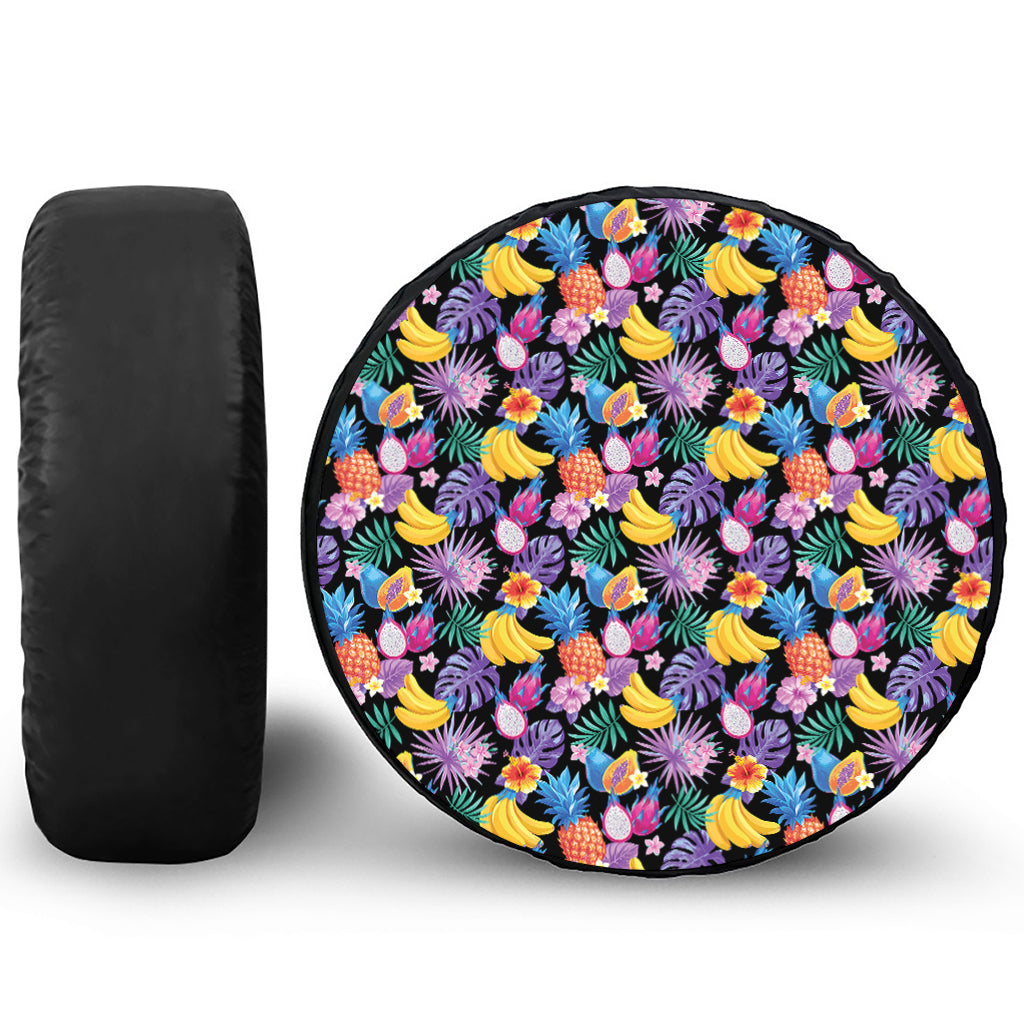 Tropical Palm And Hawaiian Fruits Print Tire Cover