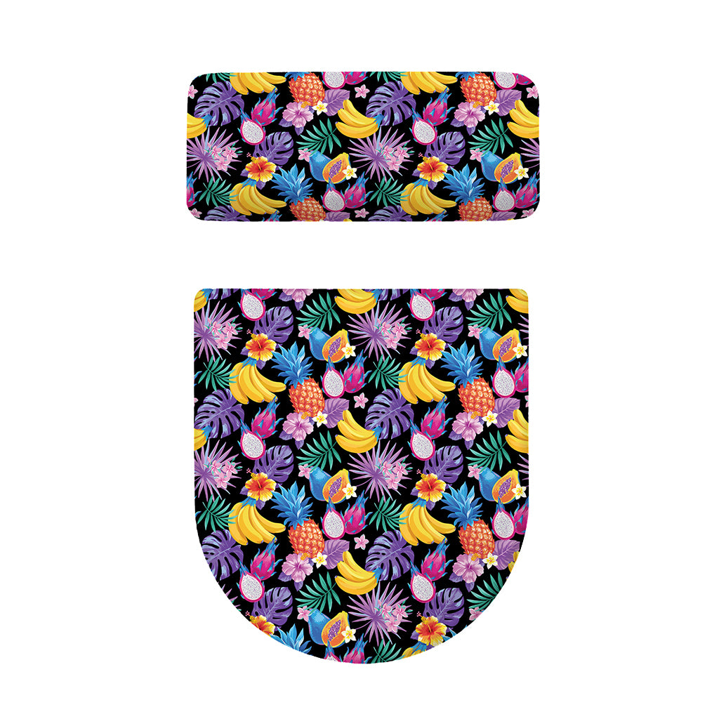 Tropical Palm And Hawaiian Fruits Print Toilet Lid And Tank Cover Set