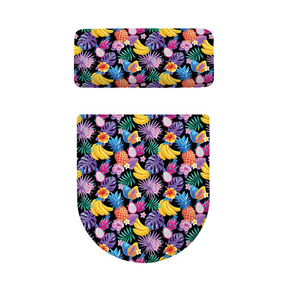 Tropical Palm And Hawaiian Fruits Print Toilet Lid And Tank Cover Set