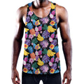 Tropical Palm And Hawaiian Fruits Print Men's Workout Tank Top