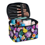 Tropical Palm And Hawaiian Fruits Print Travel Makeup Bag