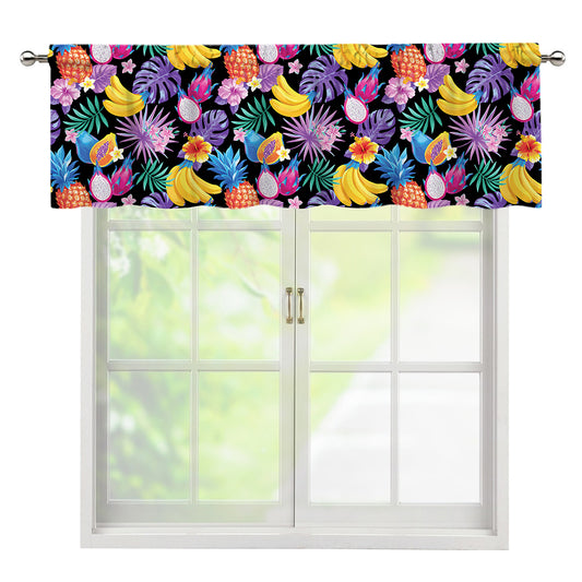 Tropical Palm And Hawaiian Fruits Print Window Valance