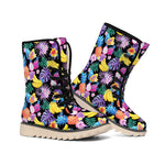 Tropical Palm And Hawaiian Fruits Print Winter Boots