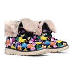 Tropical Palm And Hawaiian Fruits Print Winter Boots