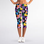 Tropical Palm And Hawaiian Fruits Print Women's Capri Leggings