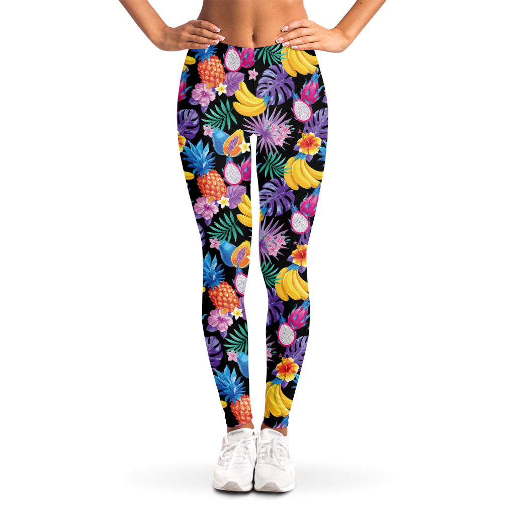 Tropical Palm And Hawaiian Fruits Print Women's Leggings