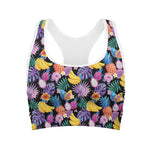Tropical Palm And Hawaiian Fruits Print Women's Sports Bra
