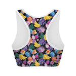Tropical Palm And Hawaiian Fruits Print Women's Sports Bra