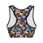 Tropical Palm And Hawaiian Fruits Print Women's Sports Bra