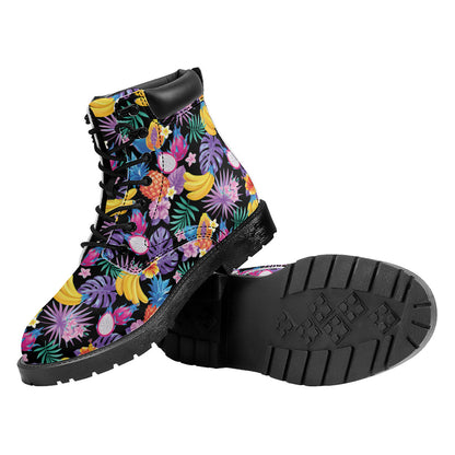 Tropical Palm And Hawaiian Fruits Print Work Boots