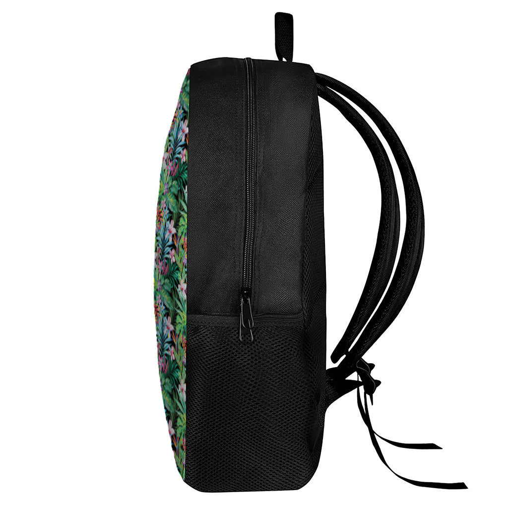 Tropical Palm And Hibiscus Print 17 Inch Backpack