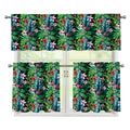 Tropical Palm And Hibiscus Print 3 Piece Kitchen Curtains