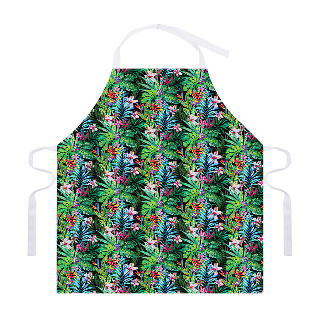 Tropical Palm And Hibiscus Print Adjustable Apron