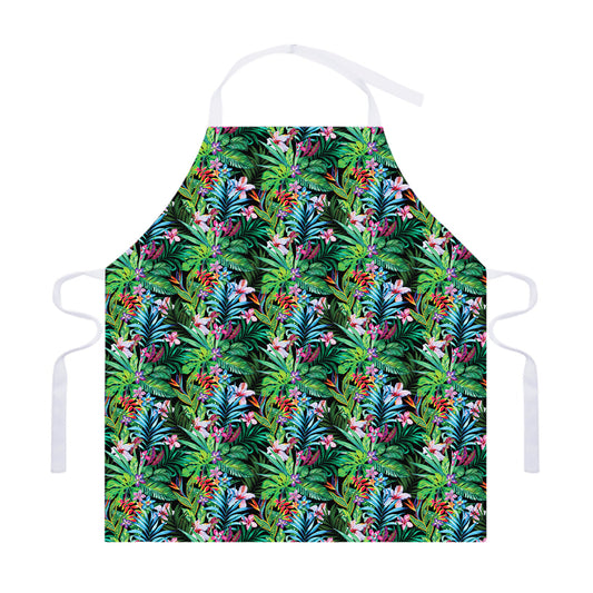 Tropical Palm And Hibiscus Print Adjustable Apron