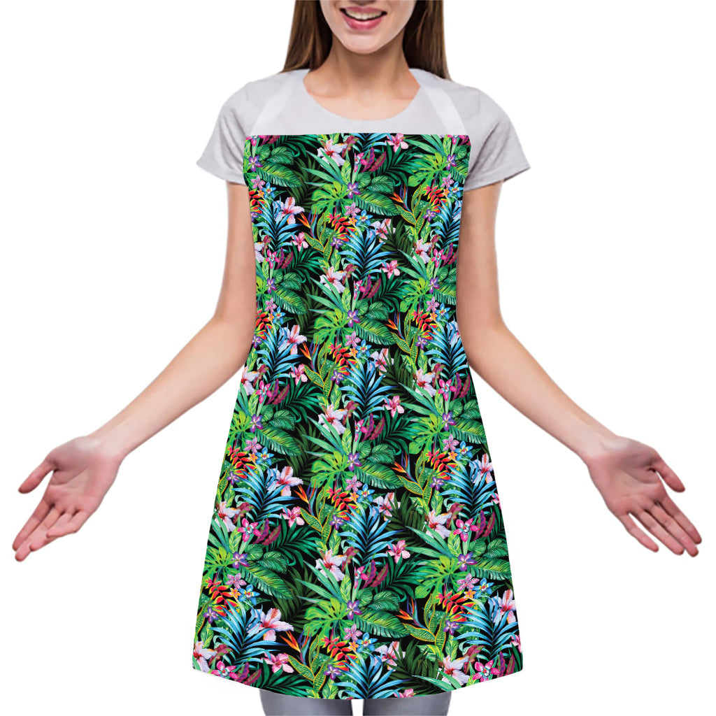 Tropical Palm And Hibiscus Print Adjustable Apron