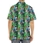 Tropical Palm And Hibiscus Print Aloha Shirt