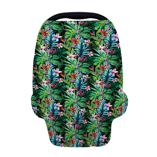 Tropical Palm And Hibiscus Print Baby Seat Cover