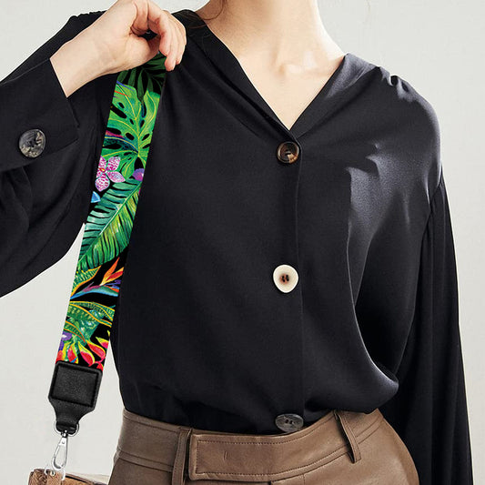 Tropical Palm And Hibiscus Print Bag Strap