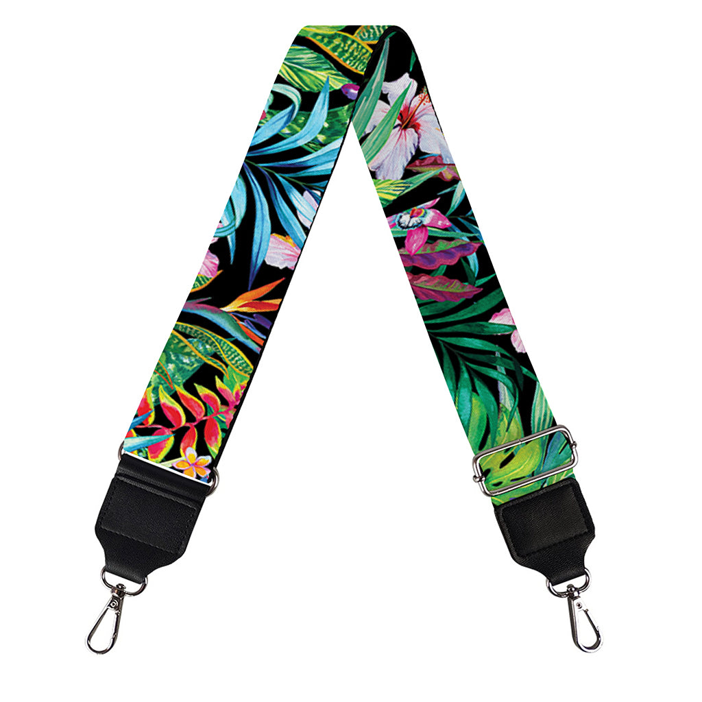 Tropical Palm And Hibiscus Print Bag Strap