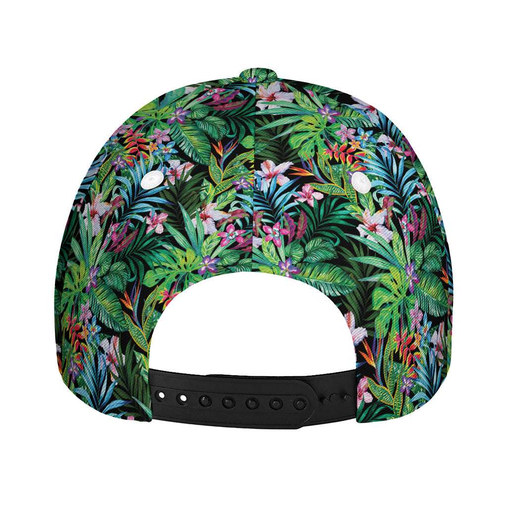 Tropical Palm And Hibiscus Print Baseball Cap