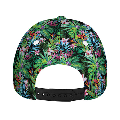 Tropical Palm And Hibiscus Print Baseball Cap