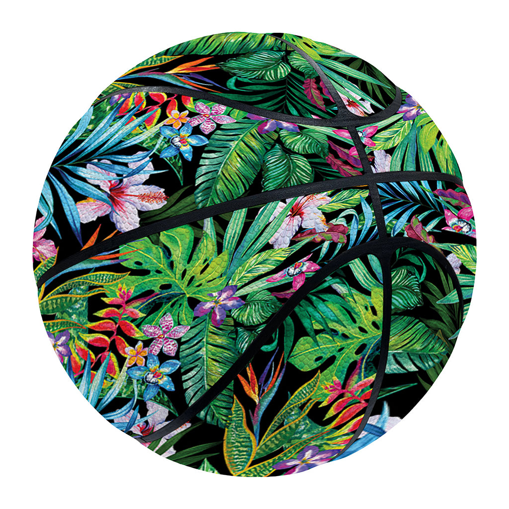 Tropical Palm And Hibiscus Print Basketball