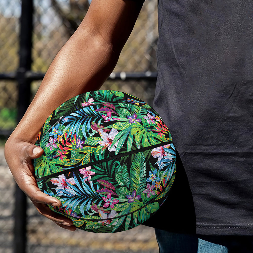 Tropical Palm And Hibiscus Print Basketball