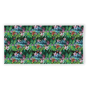 Tropical Palm And Hibiscus Print Beach Towel