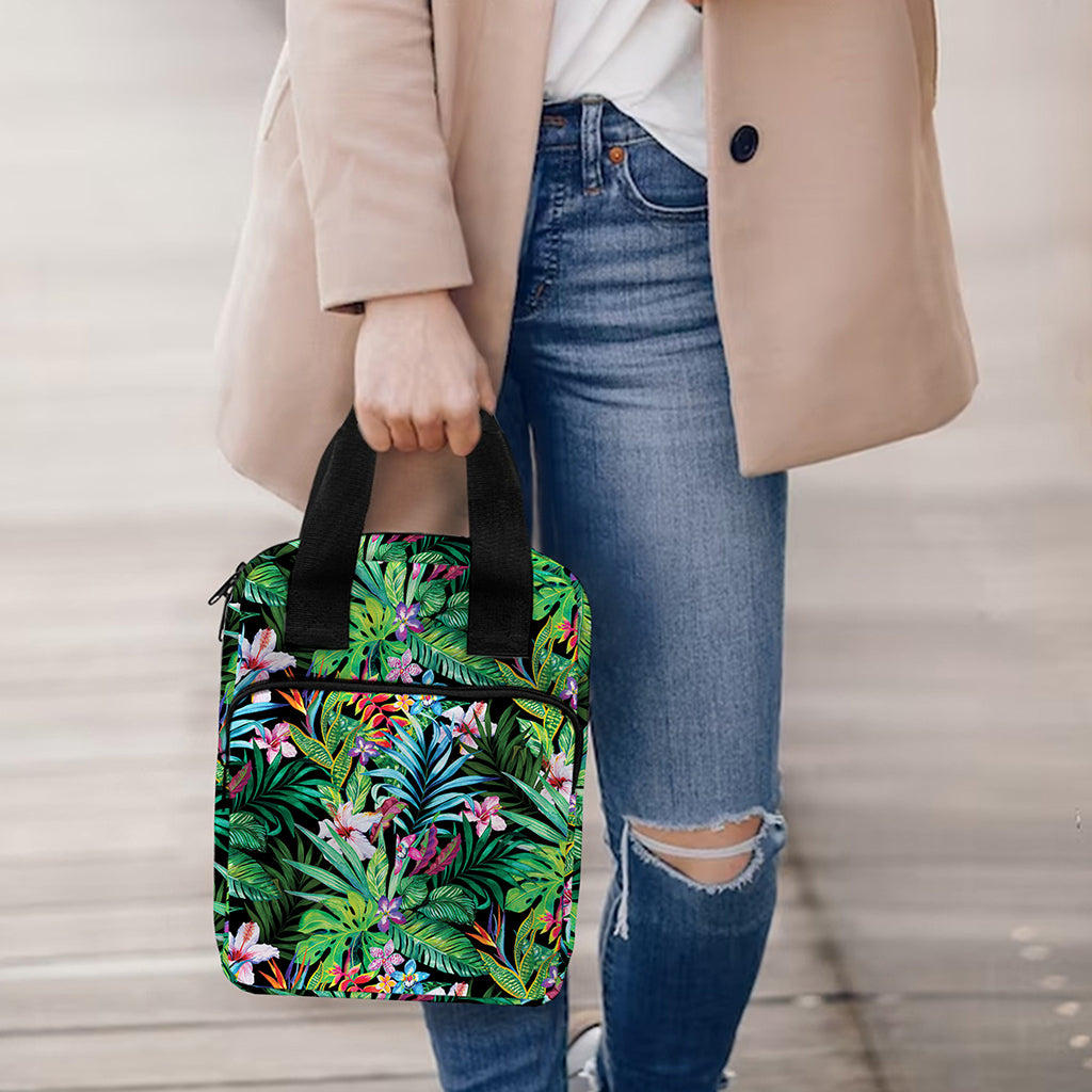 Tropical Palm And Hibiscus Print Bible Tote Bag