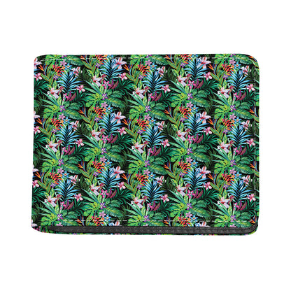 Tropical Palm And Hibiscus Print Bifold Wallet