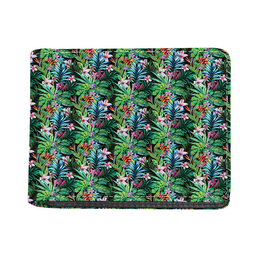 Tropical Palm And Hibiscus Print Bifold Wallet