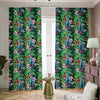 Tropical Palm And Hibiscus Print Blackout Pencil Pleat Curtains