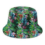 Tropical Palm And Hibiscus Print Bucket Hat