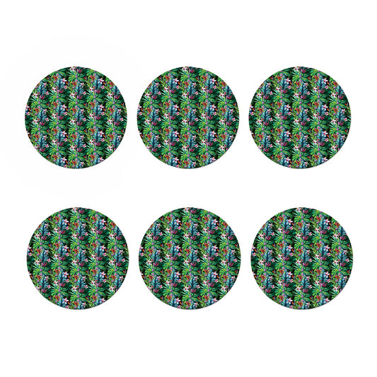 Tropical Palm And Hibiscus Print Coaster Set