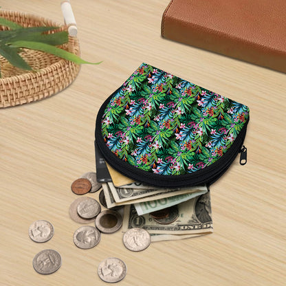 Tropical Palm And Hibiscus Print Coin Purse