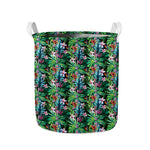 Tropical Palm And Hibiscus Print Collapsible Laundry Basket