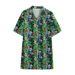 Tropical Palm And Hibiscus Print Cotton Hawaiian Shirt