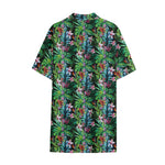 Tropical Palm And Hibiscus Print Cotton Hawaiian Shirt